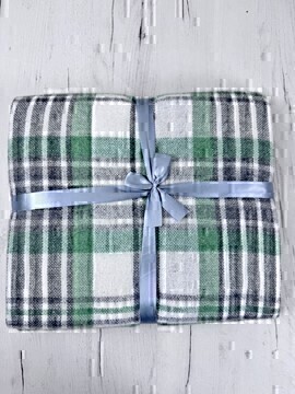 Плед Метро с бахромой Влади, белый-серый-зеленый, CANNY