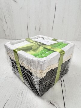 Набор салфеток в подарочной корзинке Cherir/Черир М<4290021-5,  6 предметов 30*30, зеленый>(Новогодний ассортимент)