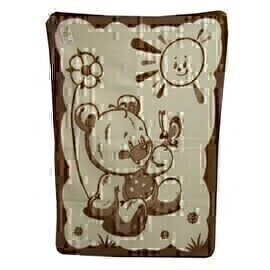 Одеяло Мишка на лужайке жаккардовое шерстяное Люкс  100*140 Влади Скидка