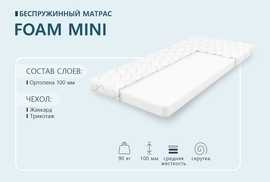 Матрас Foam Mini с ортопеной высота 10см<090*190/195/200,   трикот >