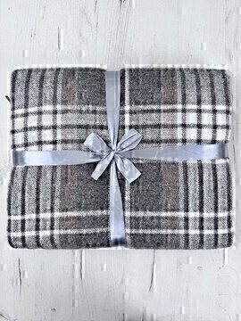 Плед Метро с бахромой Влади, белый-т.серый-коричневый, CANNY